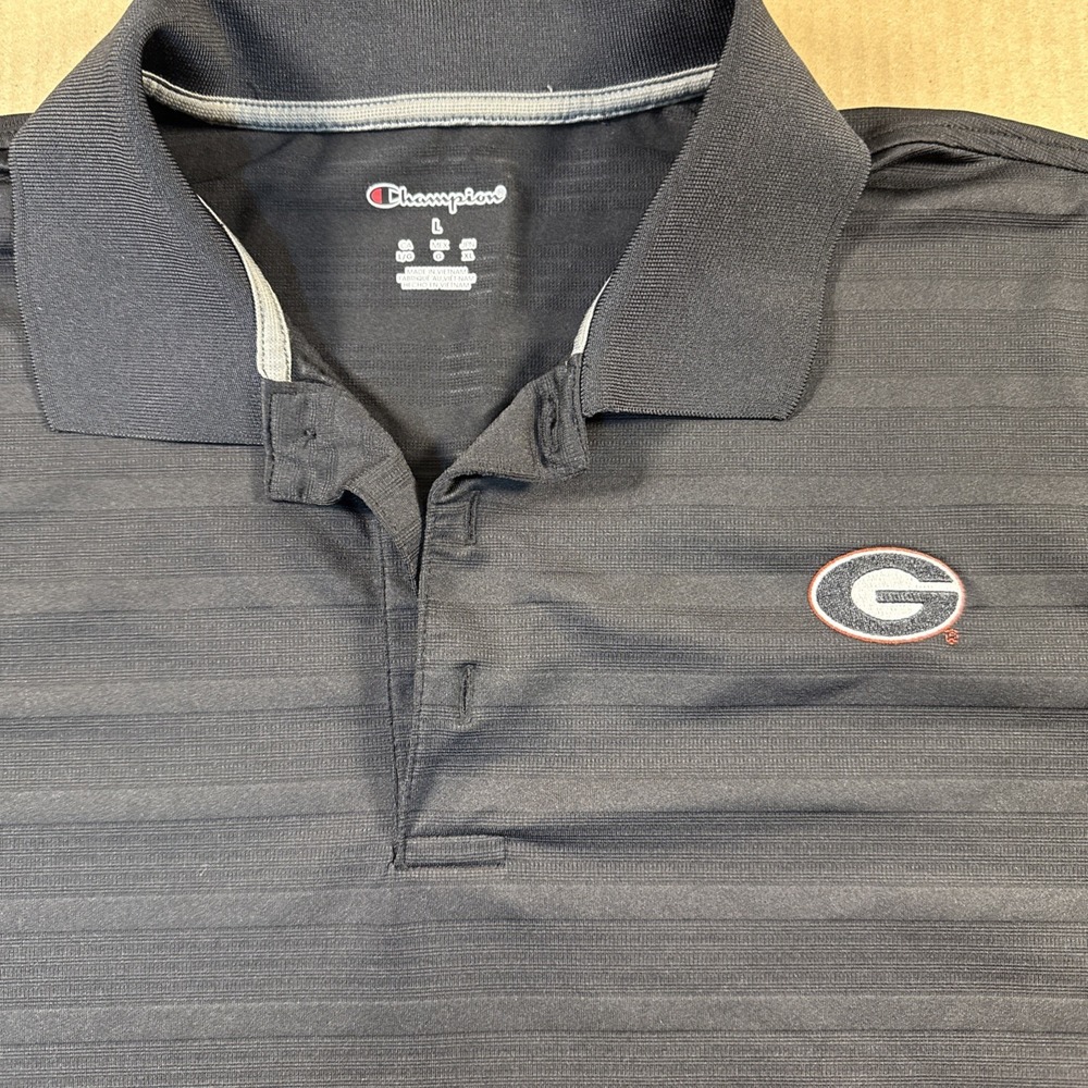 Champion Georgia Bulldogs Black Polo Shirt Mens Size L